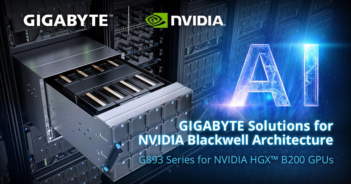 PCG Bilgisayar | GIGABYTE, NVIDIA HGX™ B200 Platformunu Kullanan Yeni Sunucularla Hızlandırılmış Hesaplama Portföyünü Genişletiyor – Exascale Hesaplama için NVIDIA GB200 NVL72 Platformuna Katılıyor